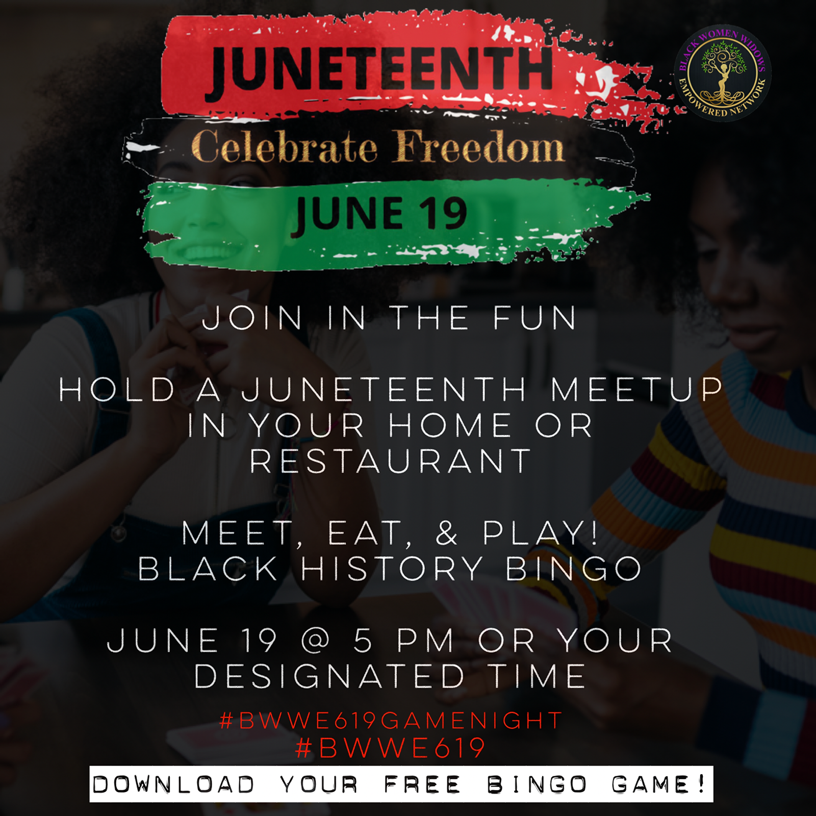 Juneteenth: Meet, Eat & Play - Black History Bingo! Get your FREE download today!