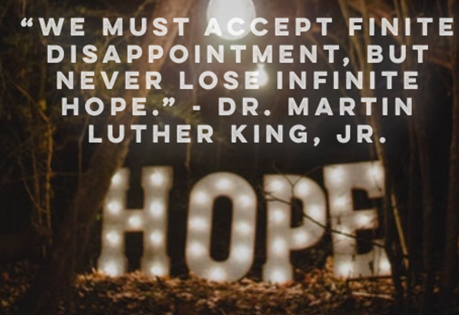 We must not lose infinite hope